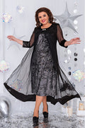 Trägerkleid in Schwarz mit Mesh