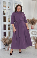 Maxikleid in Lila mit Gürtel locker