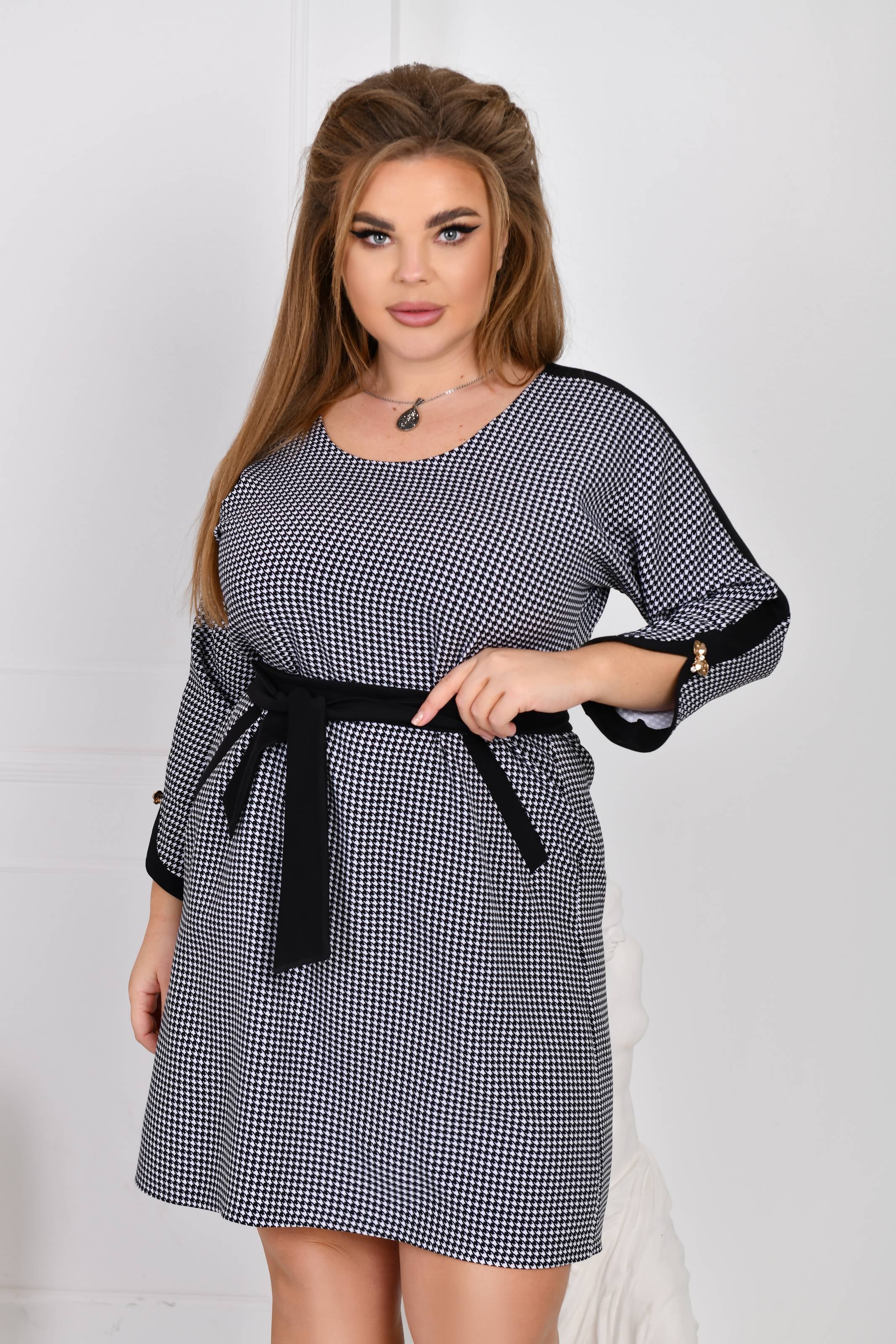Kleid mit Hahnentritt
