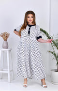 Maxikleid in Weiß gepunktet