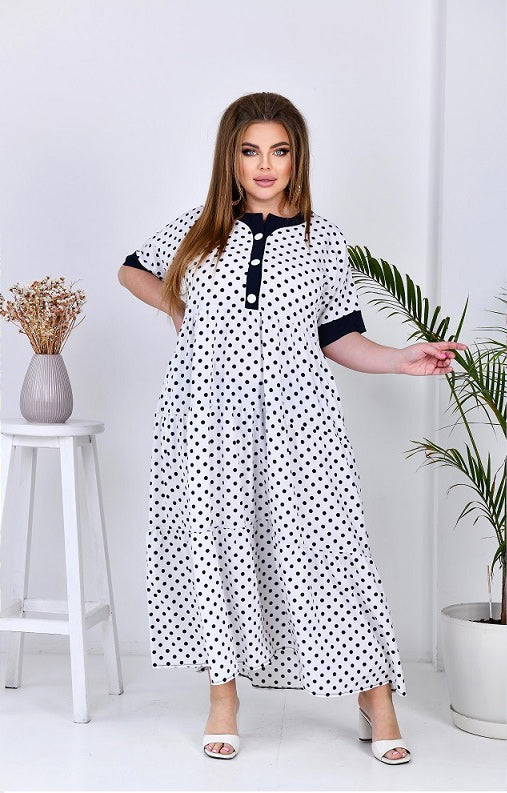 Maxikleid in Weiß gepunktet