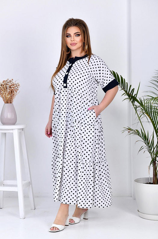 Maxikleid in Weiß gepunktet