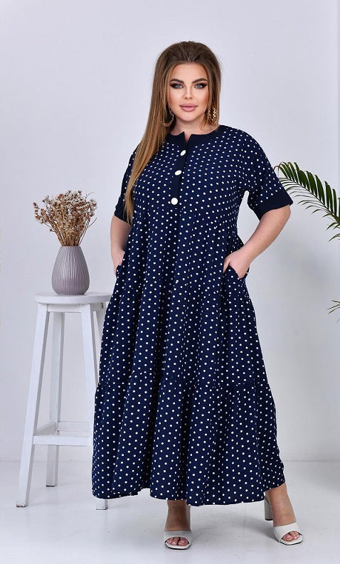 Sommerkleid in Blau gepunktet