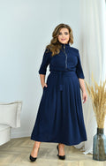 Maxikleid in Blau mit Gürtel