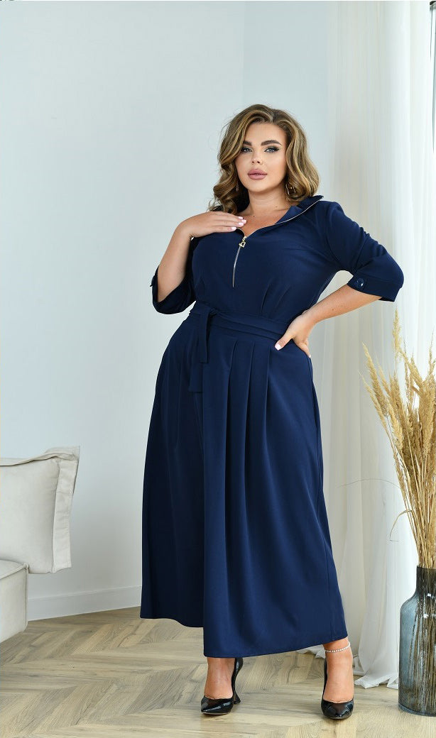 Maxikleid in Blau mit Gürtel