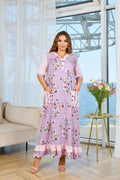Maxikleid in Rosa mit Kapuze
