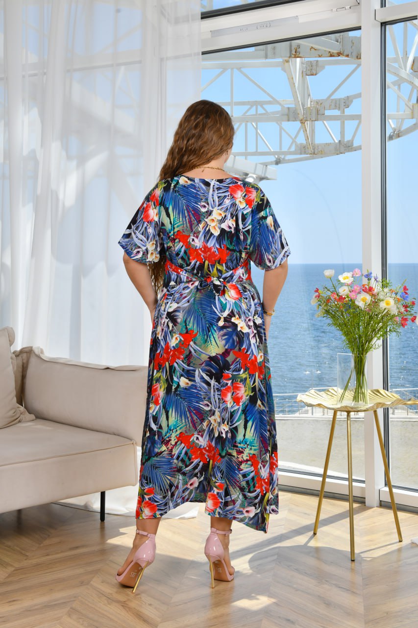 Sommerkleid in Blau mit Blumenprint locker