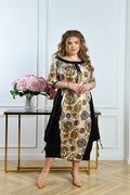 Schwarzes Kleid mit Animalprint Damen große Größen