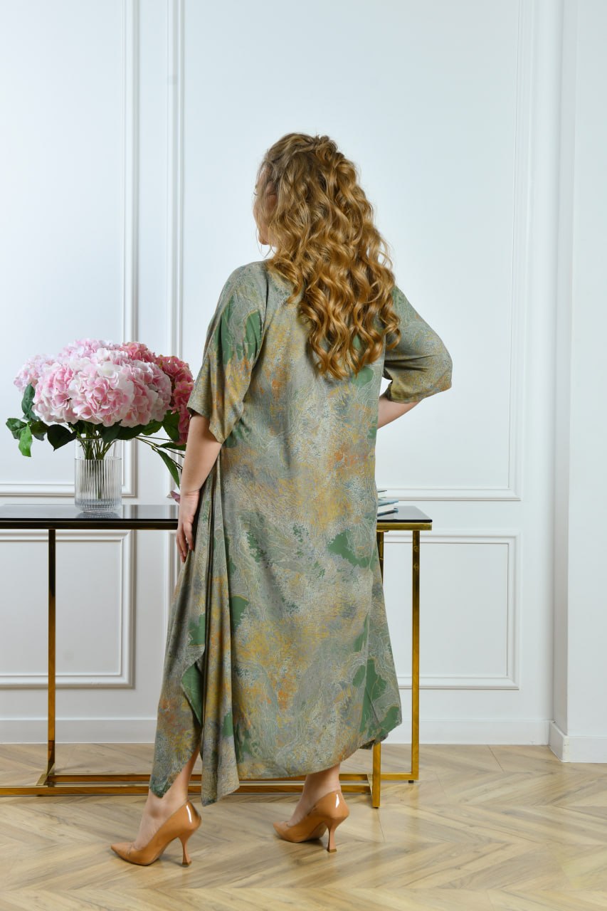Olivgrünes Kleid in lockerem Schnitt Damen große Größen