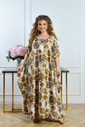 Beiges Maxikleid mit Print Damen große Größen