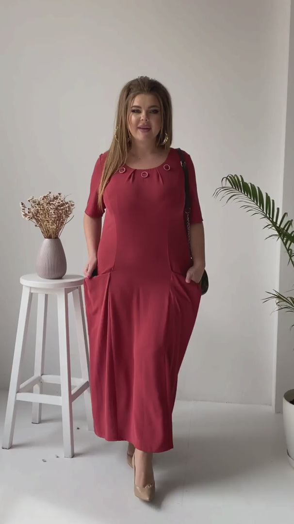 Sommerkleid in Rot mit Taschen